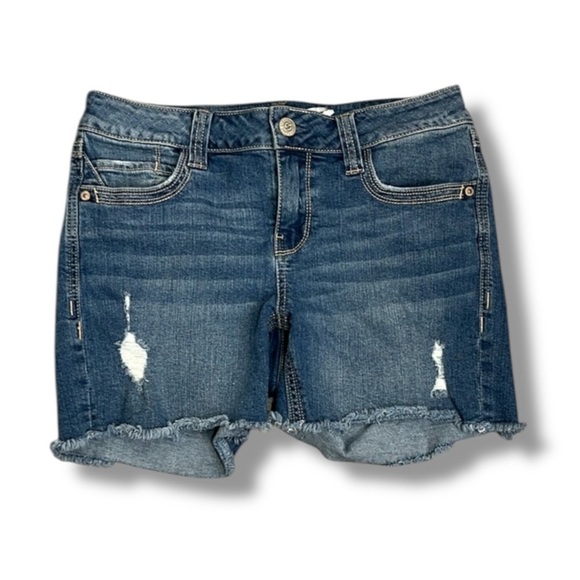 Seven 7 Women's Denim Jean Shorts Size 6 Cut Off Lightly Distressed 4" Inseam - Picture 1 of 14
